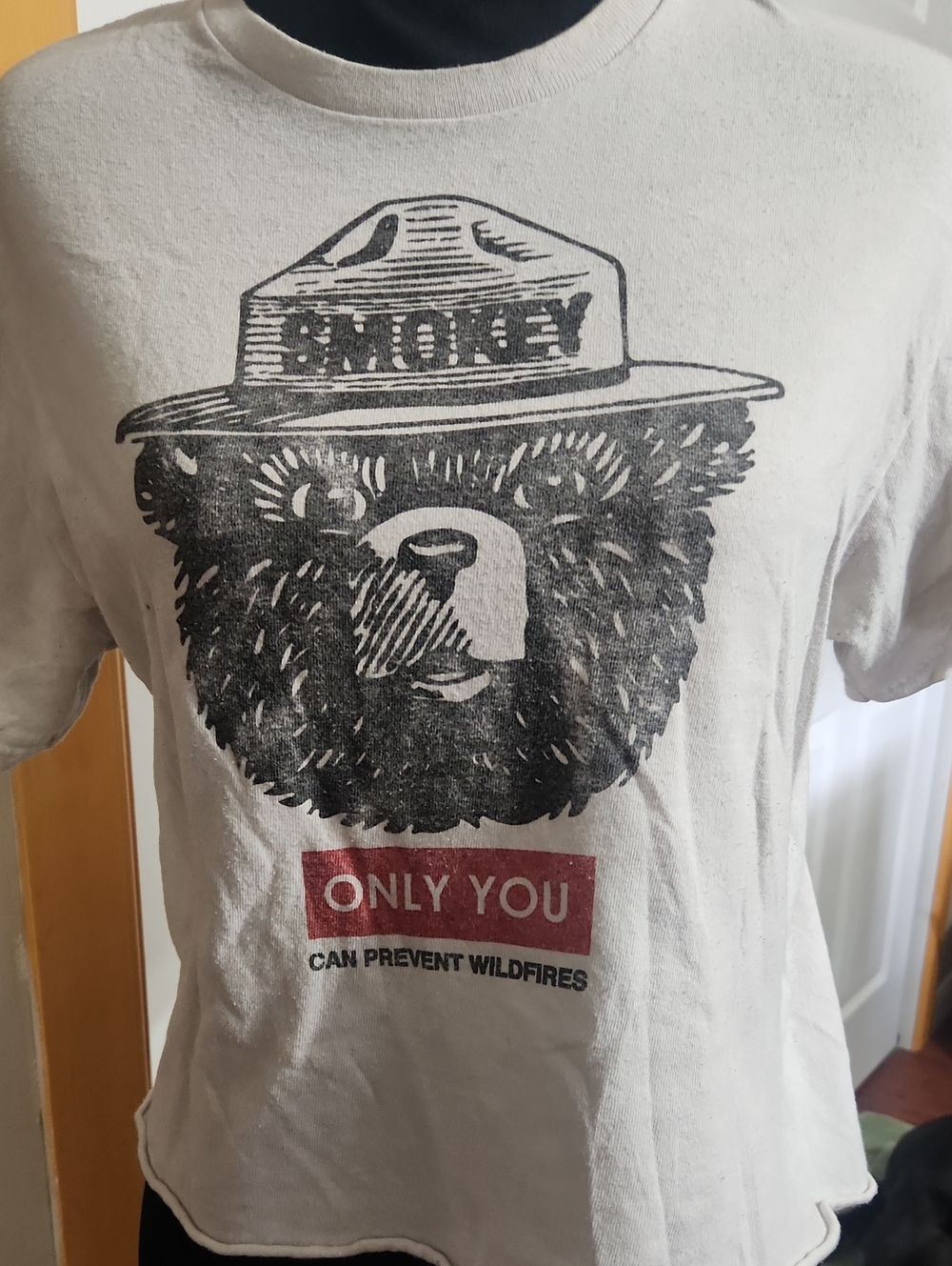 Vintage-Inspired Smokey the Bear Graphic Crop Top -